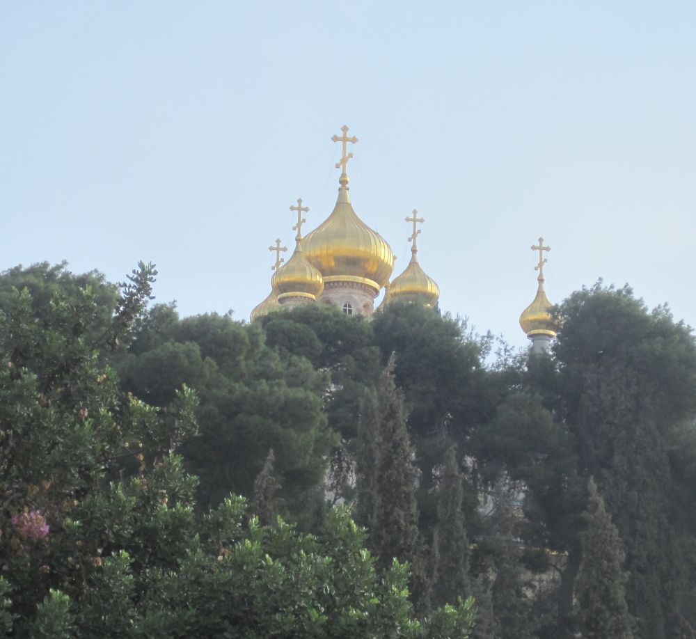 the golden domes of Church of St. Mary Magdalene