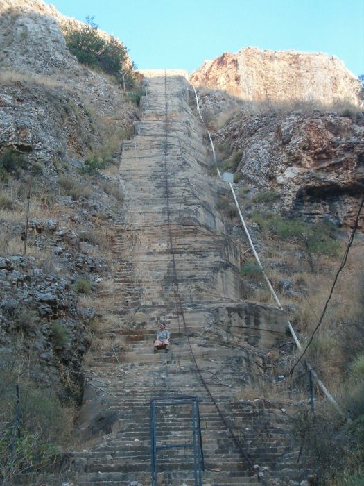 Israel water carrier stair way up the cliffs