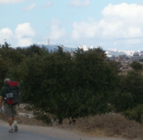 In the distance: the University of Haifa tower on the Carmel mountains 