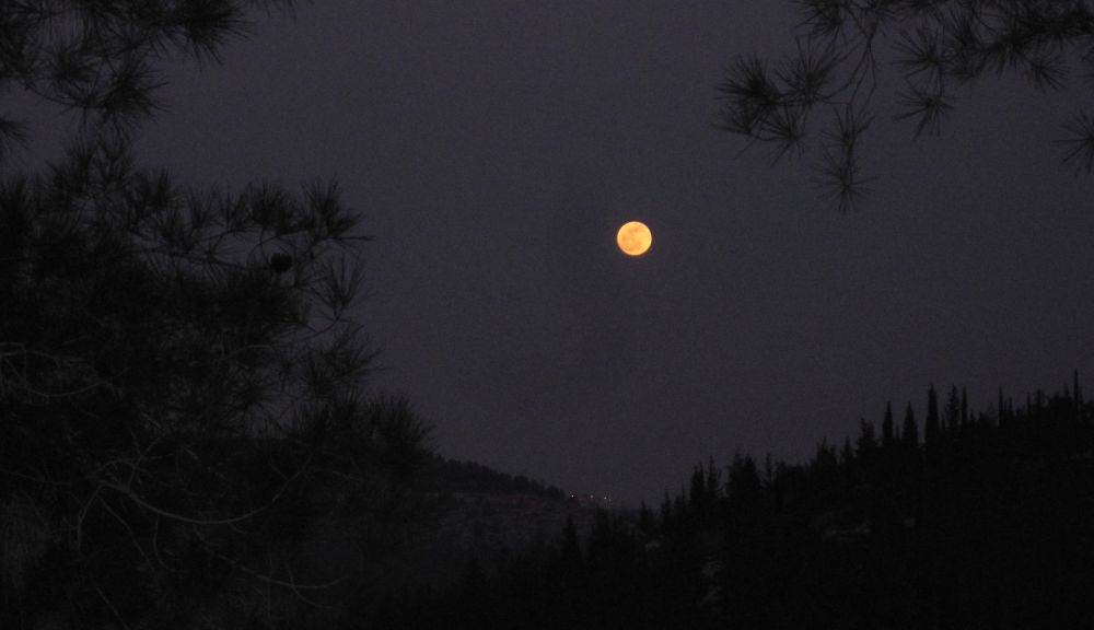 Full moon raise over Judean Mountains.
