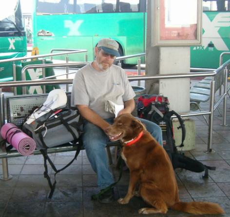 Don and Taffy at the bus station