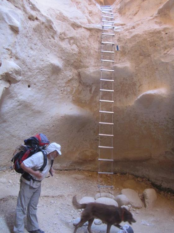 Don and Taffy in front of ladder in Barak Canyon