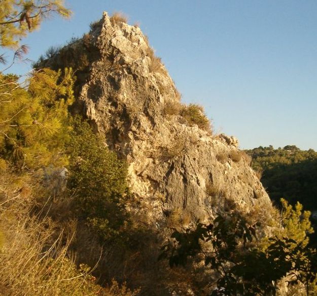 The trail detouredaround this large boulder