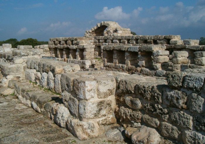 Ruins from medievil, byzantine, and second temple periods, at Ramat Hanadiv Nature Park.