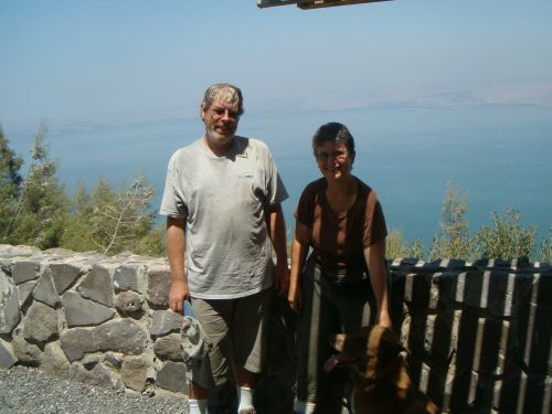 Three of us with Kinneret (Sea of Galilee in the background