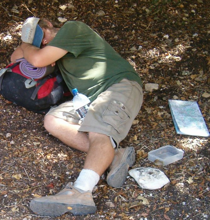 Don sleeping on one of our rest stops