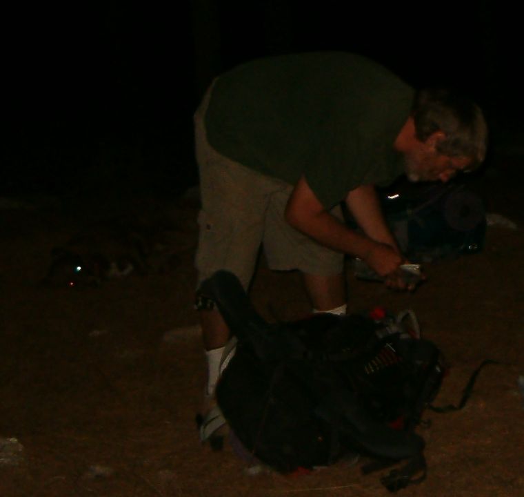 Packing up camp before dawn